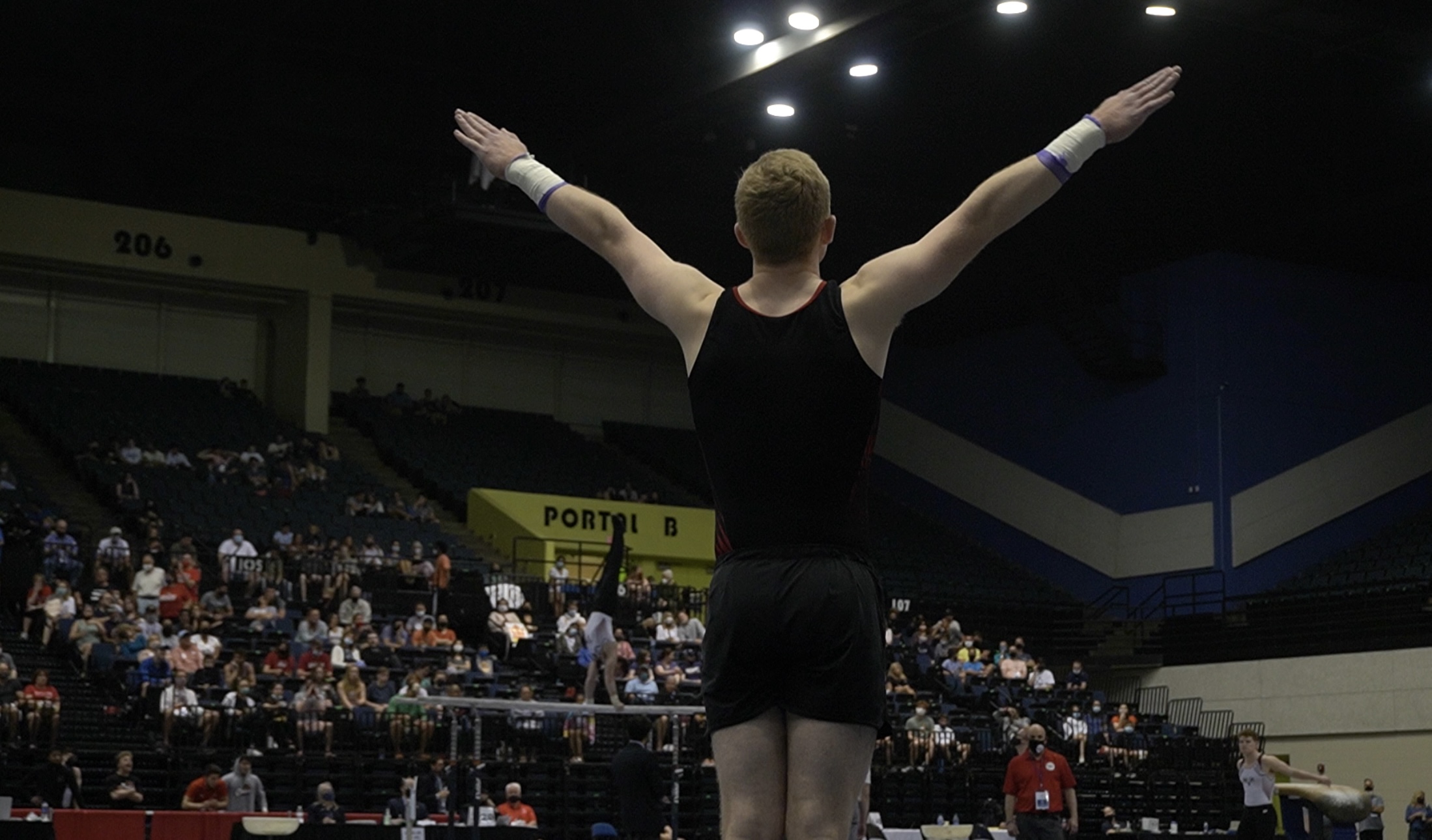 Gymnast celebrating victory